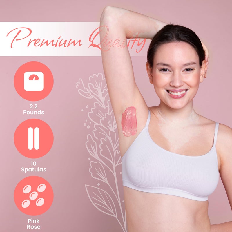 PINE BEAUTY CO Hard Wax Beads for Hair Removal 2.2lb - Big Bag Beans Melts for Sensitive Skin,10 Extra Brazilian Waxing Beads Spatula Applicator for Face, Bikini Area, Facial Wax, Bikini Wax, Hair Removal - Image 5